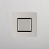 Retractive Light Control Switch on White Background: Polished Nickel Black Single Rocker Switch (Ret)