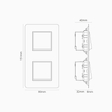 Interrupteur VV Carré x2 Vertical (Plaque Double) - Laiton Ancien Peignable Insert Blanc