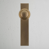 Poplar Bouton de Porte sans Ressort à Plaque Longue - Laiton Ancien