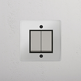 Reliable Dual-Function Single Rocker Switch in Clear Polished Nickel Black - Functional Lighting Tool on White Background