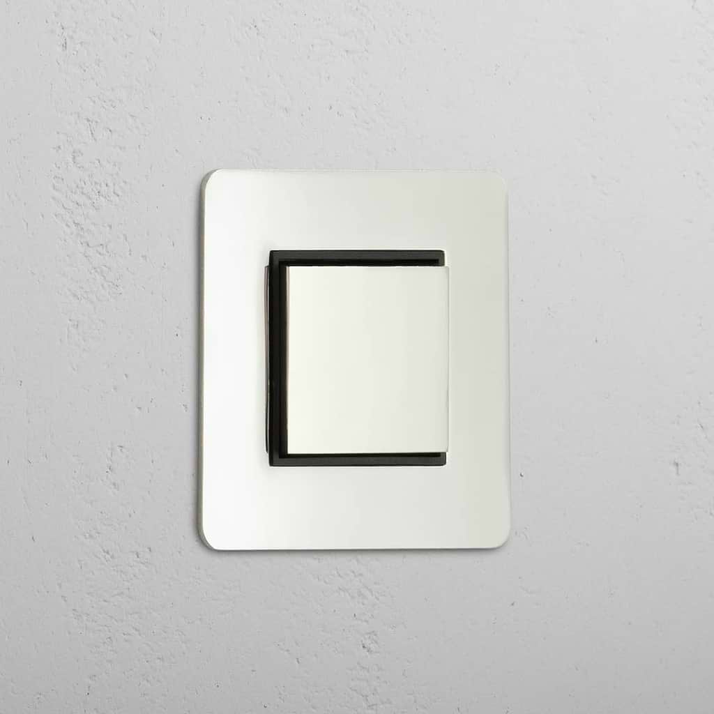 Central Control Light Switch: Polished Nickel Black Single Rocker Switch (Cent)