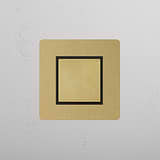 Central Position Rocker Switch in Antique Brass Black, Single Unit on White Background