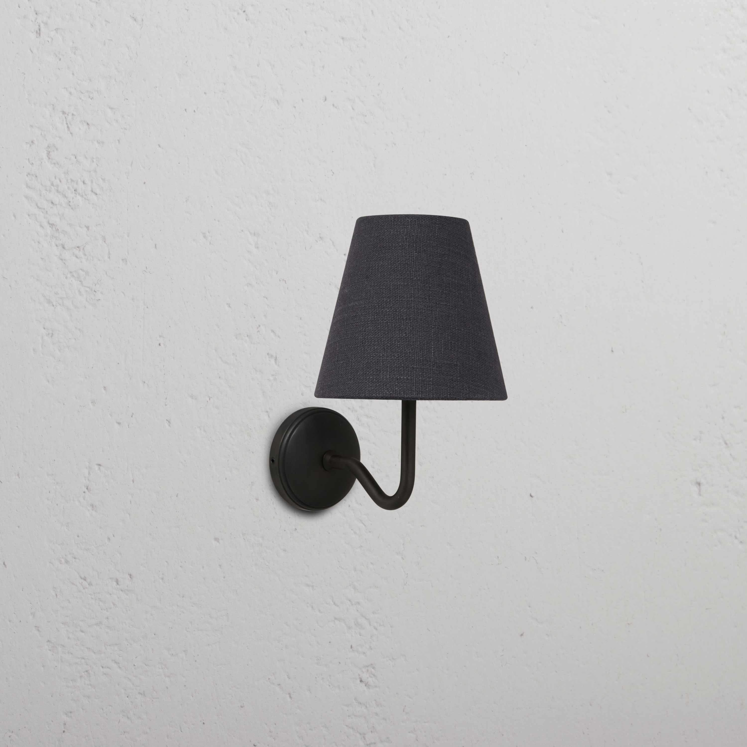 Bronze Small Wall Light with Basalt Grey Linen Shade