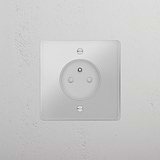 Prise de Courant Ronde Type E (Plaque Simple) - Transparent (Insert Blanc)
