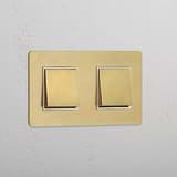 Double Rocker Switch in Antique Brass White with 2 Positions - Stylish Detail