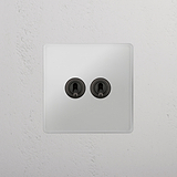 Double Toggle Switch in Clear Bronze for High Functionality on White Background
