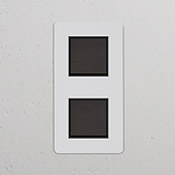 Interrupteur VV Carré x2 Vertical (Plaque Double) - Bronze Peignable Insert Noir