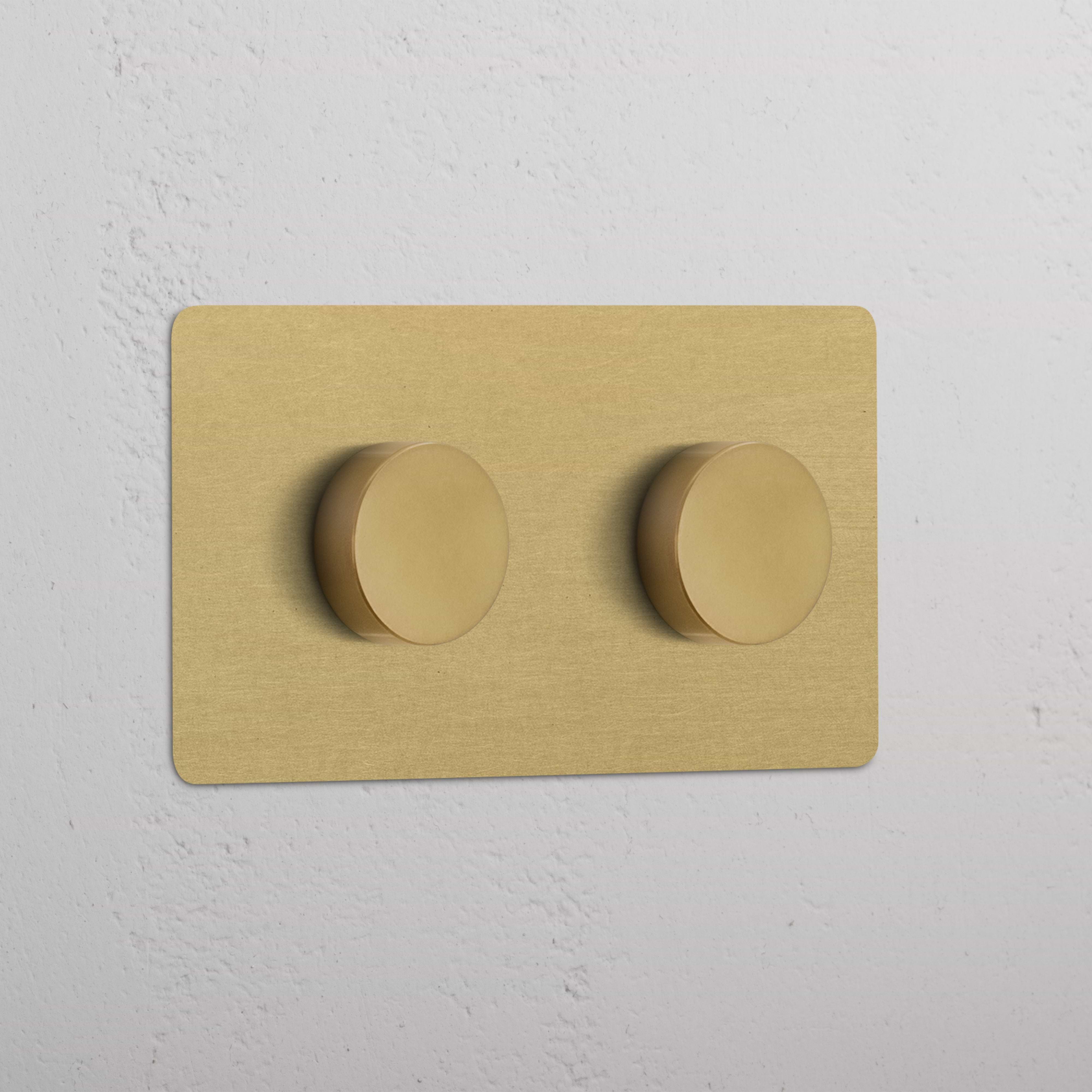 Sophisticated Double 2x Dimmer Switch in Antique Brass