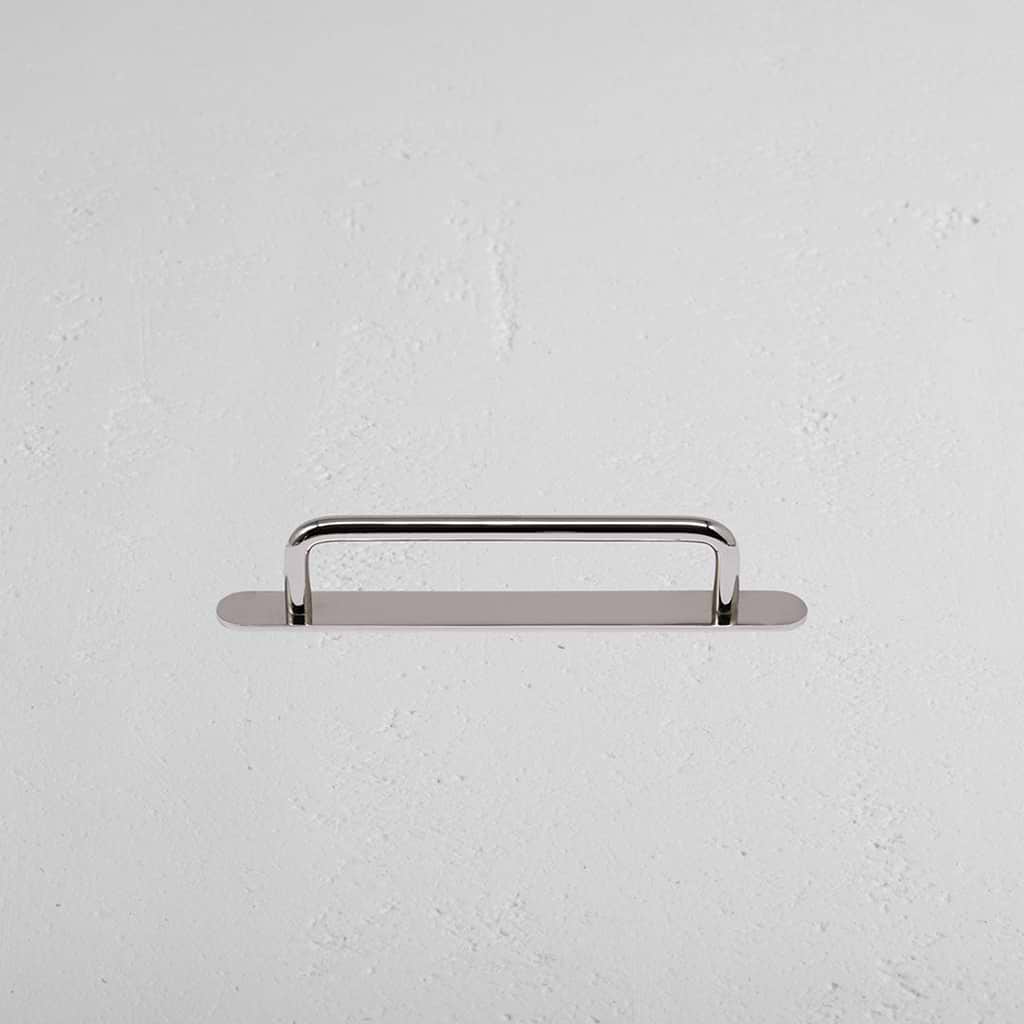 Polished Nickel Kilburn Furniture Handle on White Background