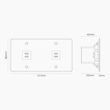 Prise USB-C 30W x2 (Plaque Double) - Transparent (Insert Noir)