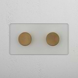 Double Dimmer Switch in Clear Antique Brass - Perfect Tool for Adjustable Light Control on White Background