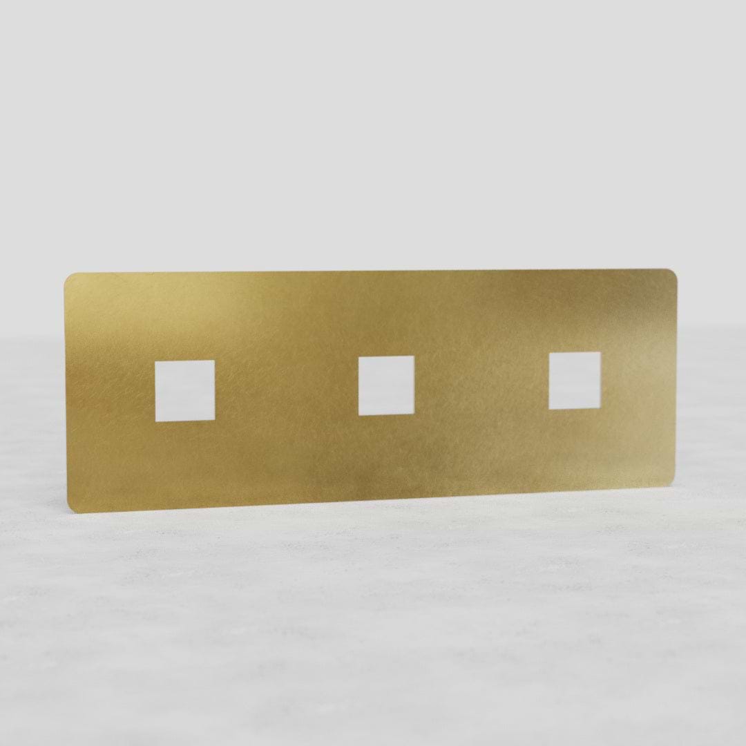 Triple Keystone Switch Plate in Antique Brass - Traditional European Home Accessory