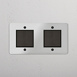 Double Rocker Switch in Clear Bronze Black - Modern Lighting Accessory on White Background