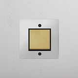 Black Single Rocker Switch in Clear Antique Brass - Stylish Light Accessory on White Background