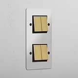 High-Capacity Clear Antique Brass Black Double Vertical Rocker Switch - Advanced Light Control System
