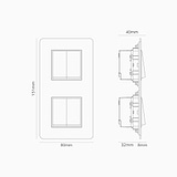 Interrupteur VV Carré x4 (Plaque Double) - Nickel Poli Peignable Insert Blanc
