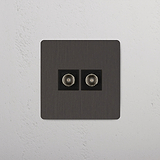 High-Performance Single TV Module in Bronze Black with Dual Ports on White Background