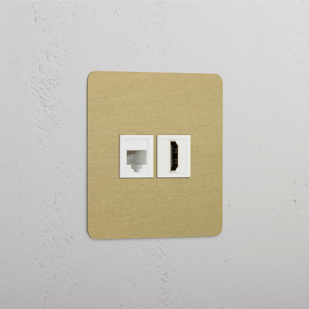 Antique Brass White Single RJ45 & HDMI Module - Superior Connectivity