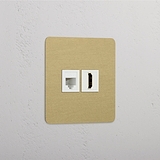 Antique Brass White Single RJ45 & HDMI Module - Superior Connectivity