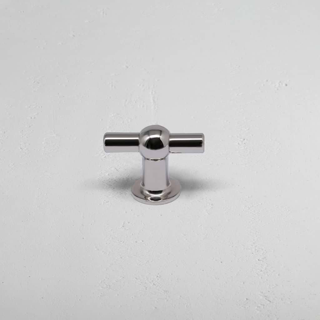 Polished Nickel Harper T-Bar Furniture Handle on White Background