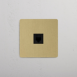 Single RJ45 Module, Elegant Design, Antique Brass Black on White Background