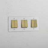 Six-Position Triple Rocker Switch in Clear Antique Brass White - Comprehensive Light Management Accessory