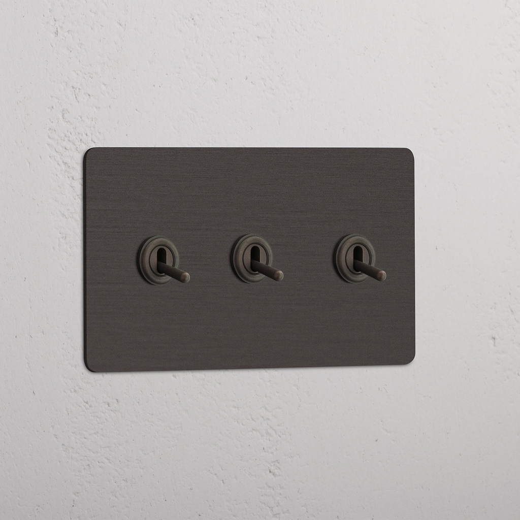 High-Performance Double Toggle Switch in Bronze with 3 Levers - Precision Control