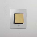 Retractive Single Rocker Switch in Clear Antique Brass White - User-friendly Light Control Accessory