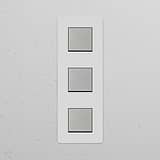 Interrupteur VV Carré x3 Vertical (Plaque Triple) - Nickel Poli Peignable Insert Blanc