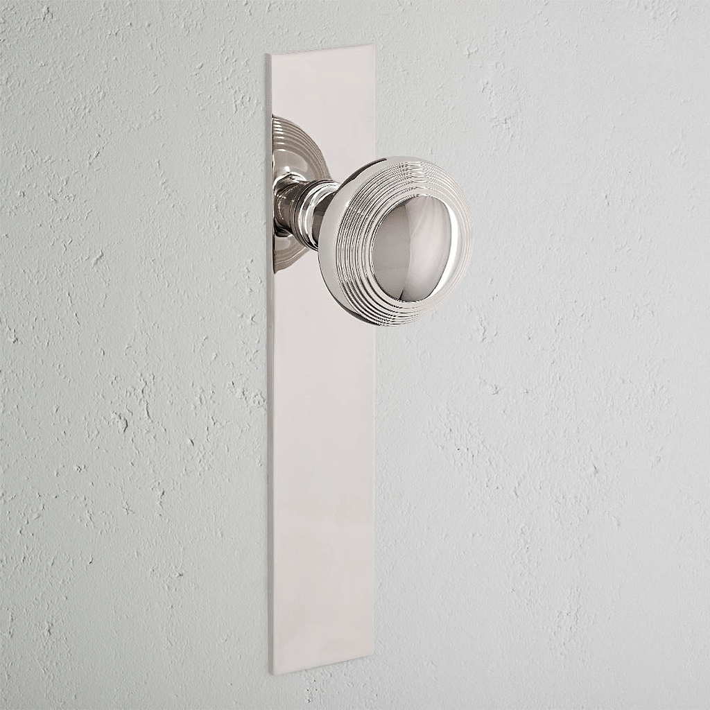 Poplar Bouton de Porte à Ressort à Plaque Longue - Nickel Poli