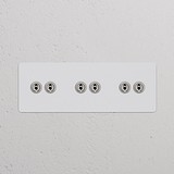 Interrupteur VV à Levier x6 (Plaque Triple) - Nickel Poli Peignable