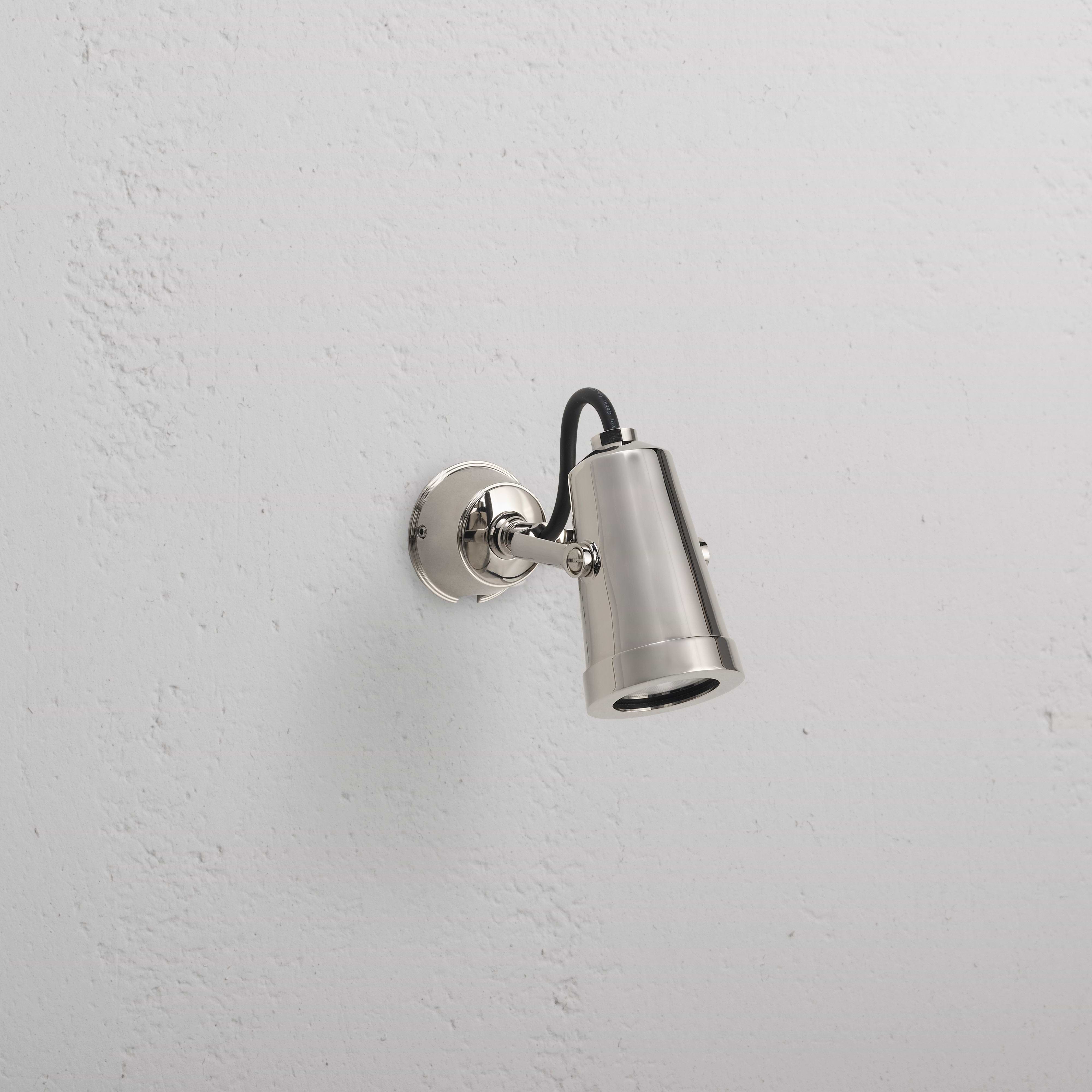 Cambridge Spot Mural - Spot extÃ©rieur Nickel Poli avec tÃªte cylindrique orientable, fixation murale.