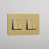 Antique Brass White Double Rocker Switch with 4 Positions - Enhanced Functionality