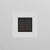 Interrupteur VV Carré x2 (Plaque Simple) - Bronze Peignable Insert Noir