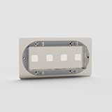 Four-Outlet Double Switch Plate in Polished Nickel EU - Multifunctional Polished Nickel Switch Plate on White Background