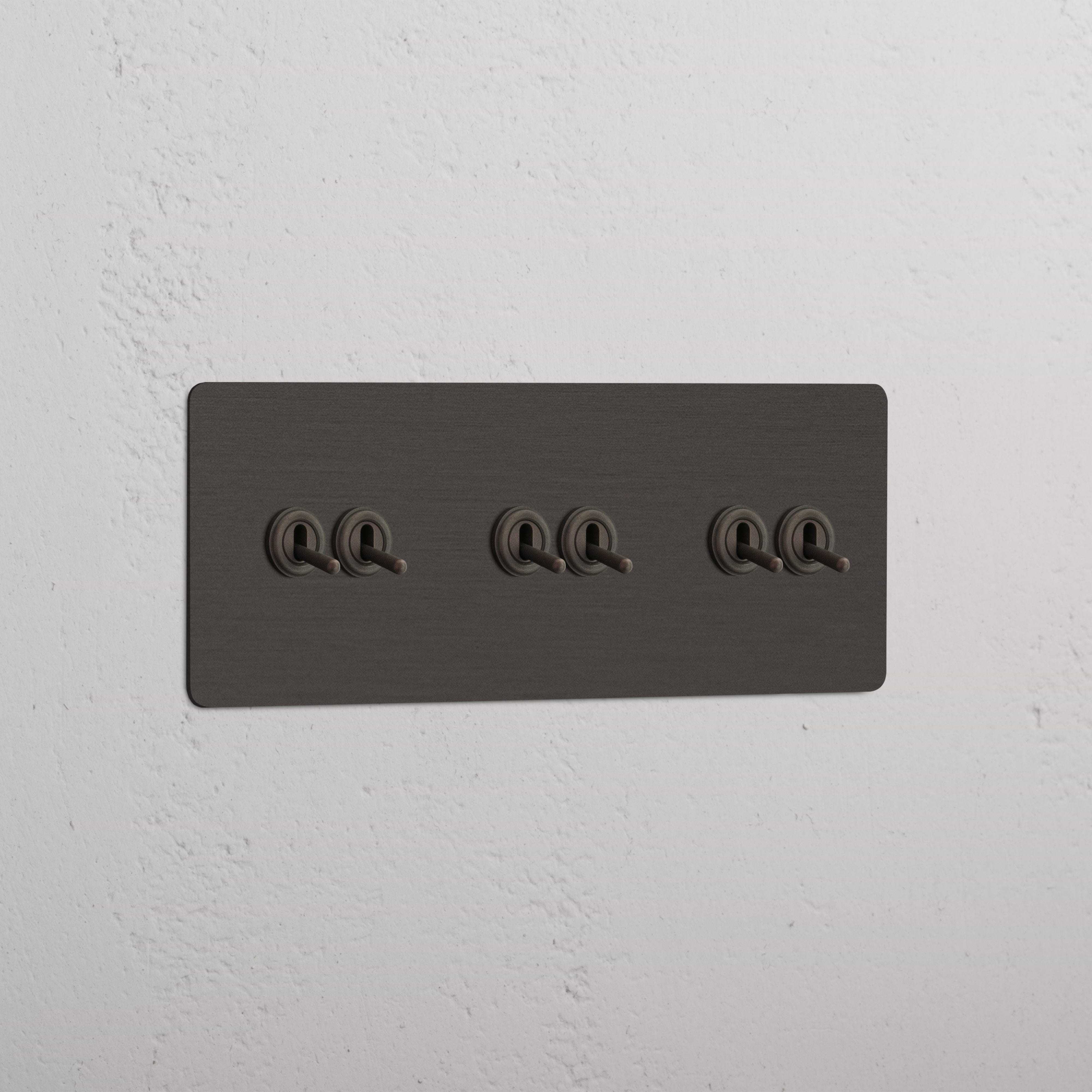 Stylish Bronze Triple Toggle Switch with 6 Positions - Elegant Light Control Solution