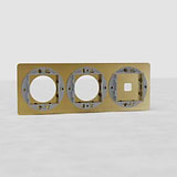 Plaque (Triple) Insert Interrupteur x1 & Insert Rond x2 - Laiton Ancien