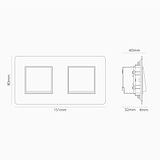 Interrupteur VV Carré x2 (Plaque Double) - Nickel Poli Peignable Insert Noir