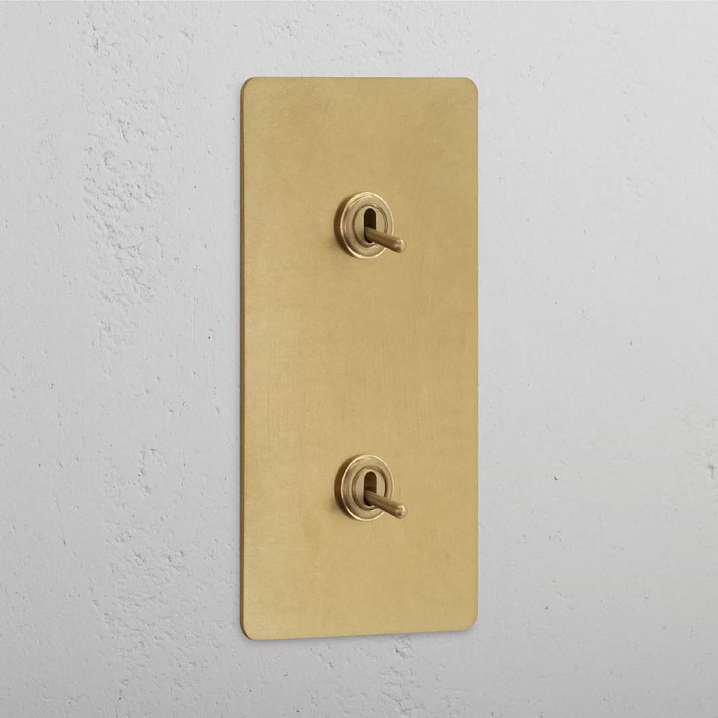 Vertical Toggle Switch with Double Levers in Antique Brass