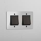Double Rocker Switch in Clear Bronze Black - Modern Light Operation Solution