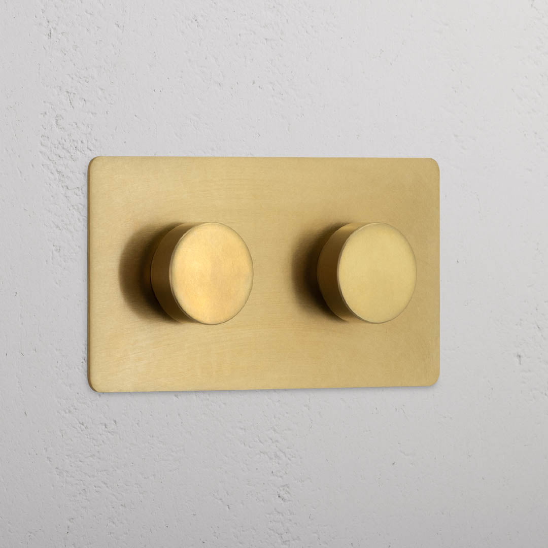 Sophisticated Double 2x Dimmer Switch in Antique Brass