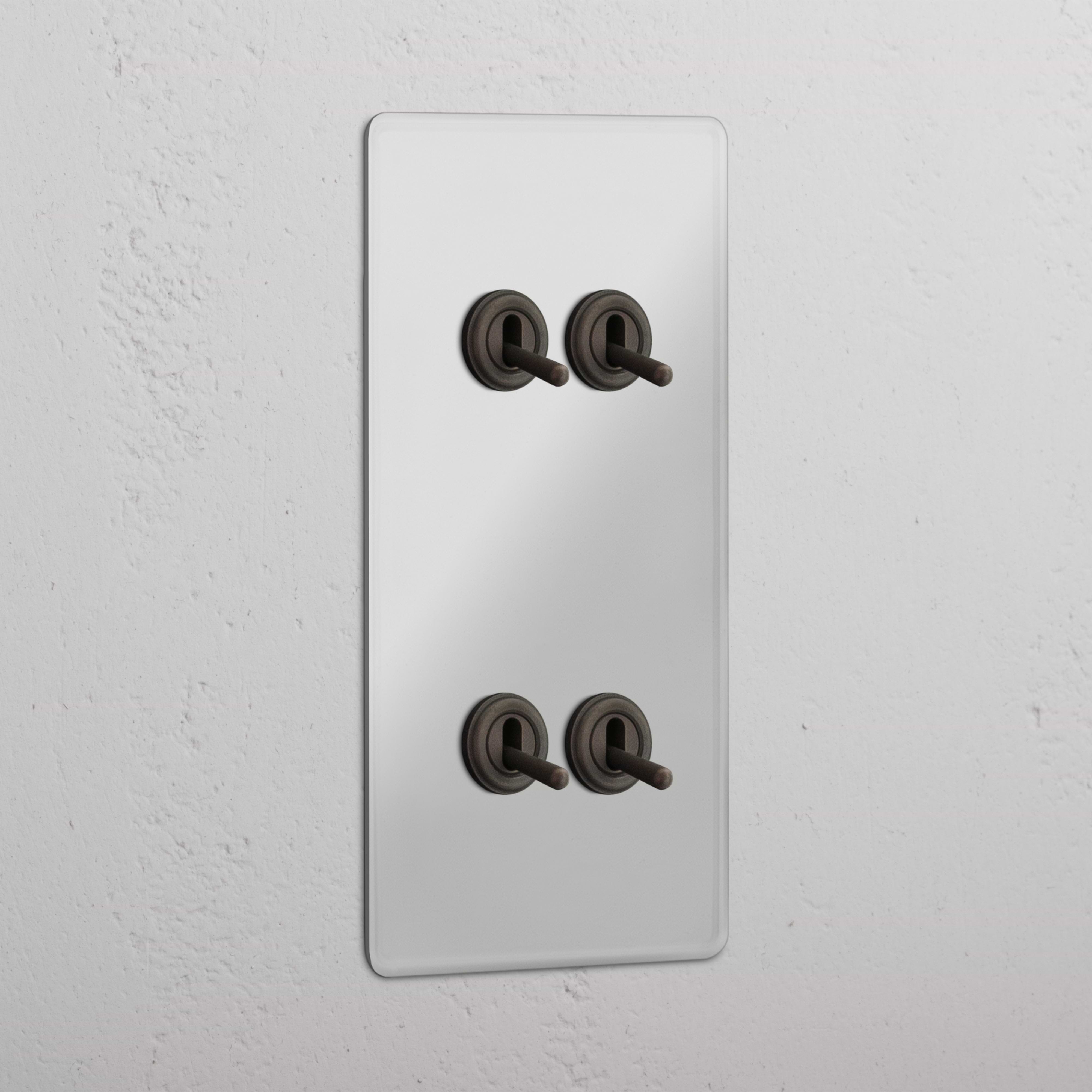 Vertical Four-Levers Double Toggle Switch in Clear Bronze - Robust Light Control System