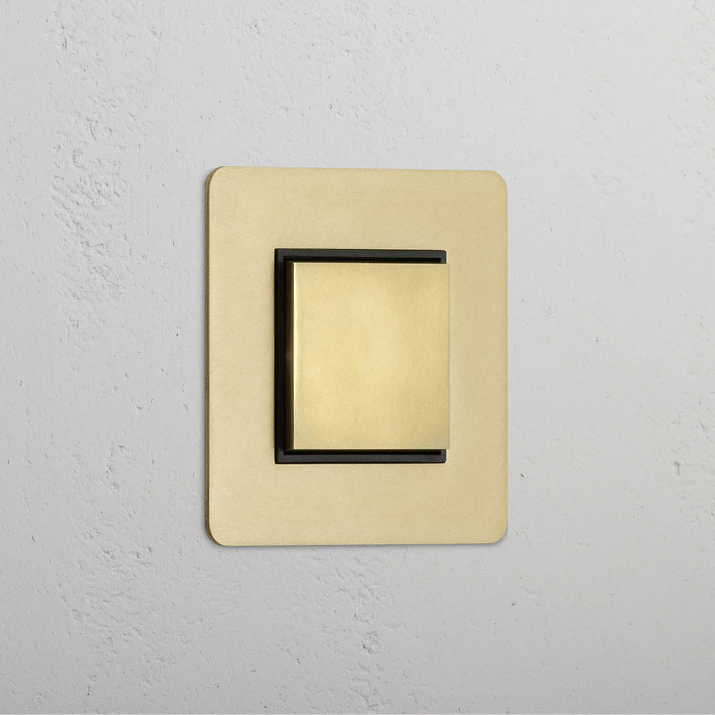 Central Single Rocker Switch in Antique Brass Black