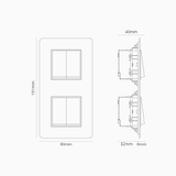Interrupteur VV Carré x4 Vertical (Plaque Double) - Laiton Ancien Peignable Insert Blanc
