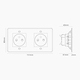 Prise de Courant Ronde Type E x2 (Plaque Double) - Transparent (Insert Noir)