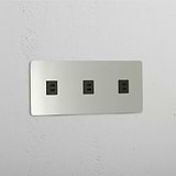 High Capacity High-Speed Charging Outlet: Polished Nickel Black Triple 3x USB Module