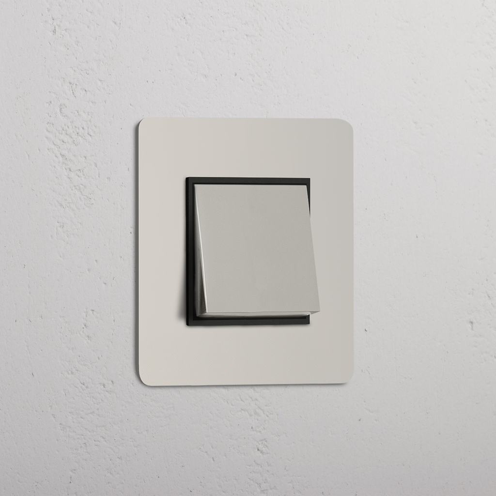Retractive Light Control Switch: Polished Nickel Black Single Rocker Switch (Ret)