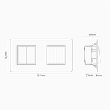 Interrupteur VV Carré x4 (Plaque Double) - Laiton Ancien (Insert Blanc)