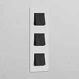 Interrupteur VV Carré x6 Vertical (Plaque Triple) - Bronze Peignable Insert Noir