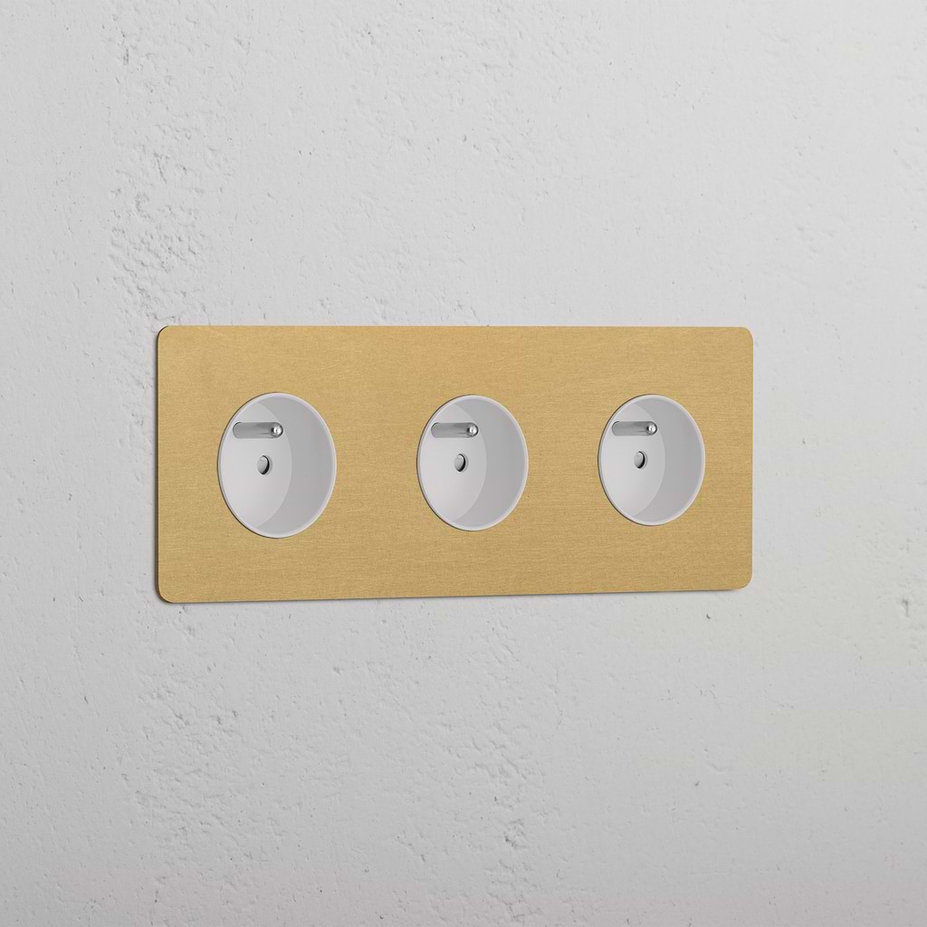 Triple 3x French Power Module - Antique Brass White